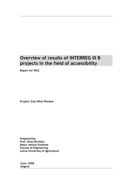 Analysis of INTERREG III B Projects