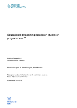 Programmeren? Educational Data Mining: Hoe Leren Studenten