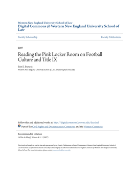 Reading the Pink Locker Room on Football Culture and Title IX Erin E
