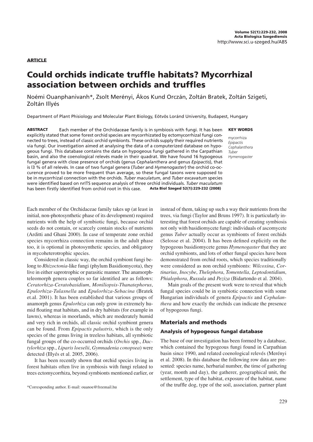 Mycorrhizal Association Between Orchids and Truffles