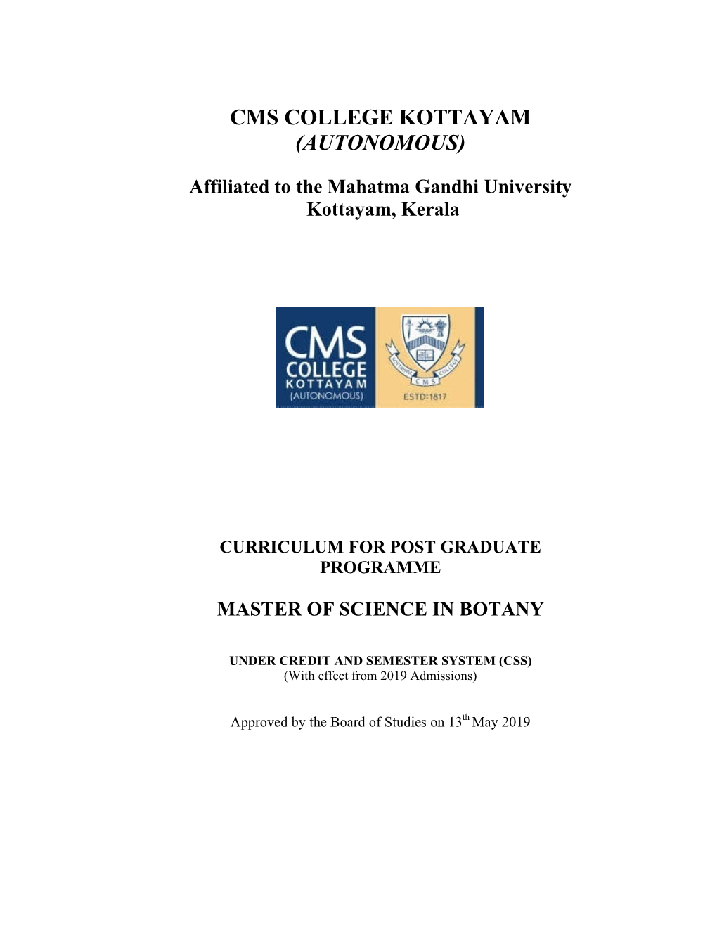 M.Sc. Botany Curriculum