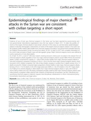 Epidemiological Findings of Major Chemical Attacks in the Syrian War Are Consistent with Civilian Targeting: a Short Report Jose M