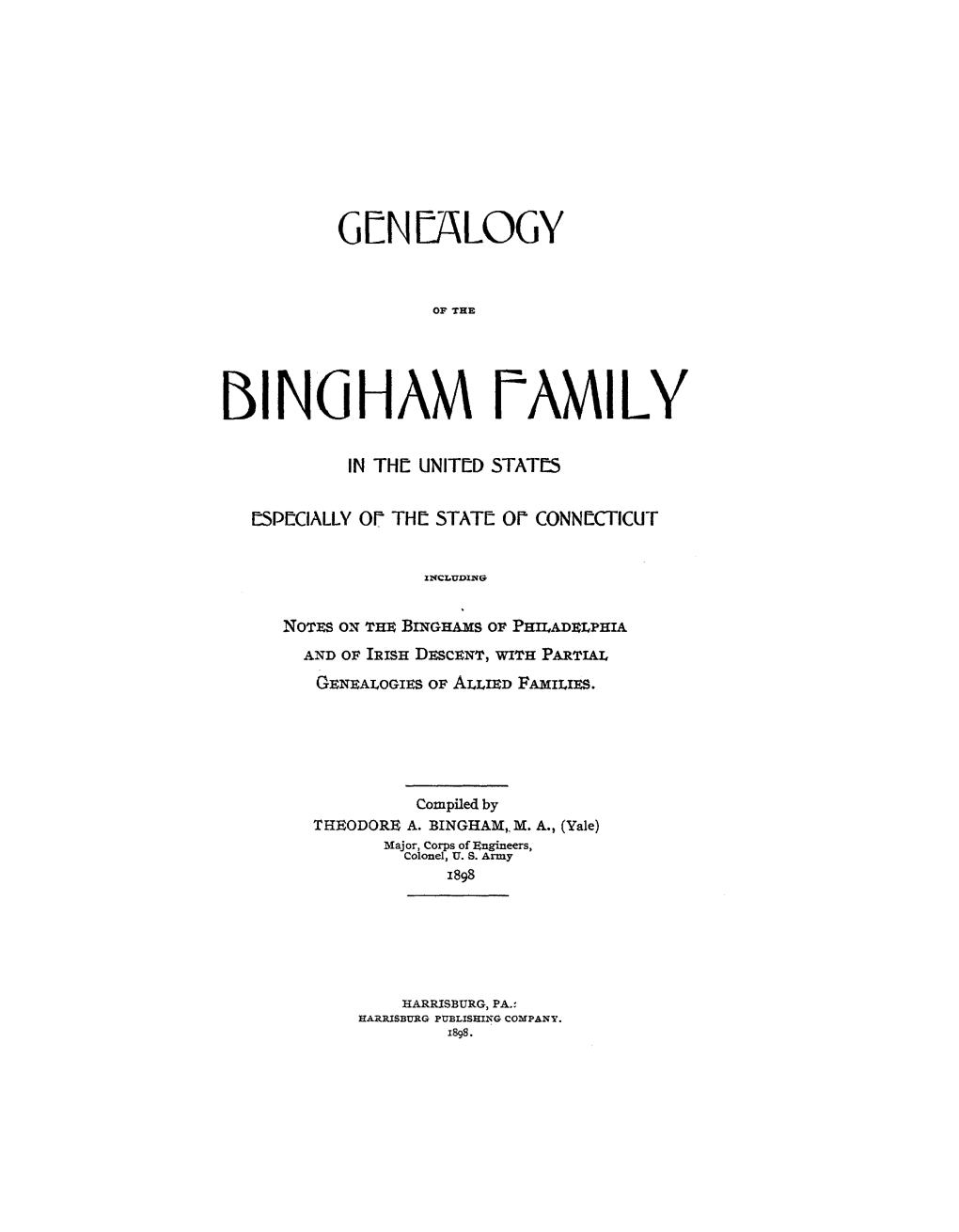 Genealogy of the Bingham Family