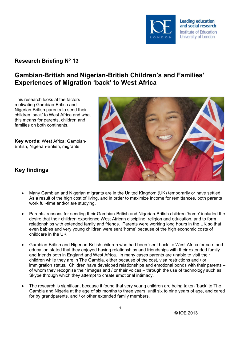 Gambian-British and Nigerian-British Children's and Families