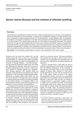 Doctor James Brussel and His Method of Offender Profiling