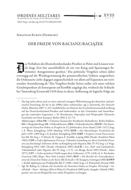 Ordines Militares Xviii Der Friede Von Racianz/Raciążek