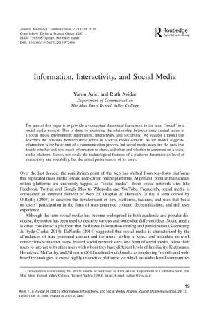 Information, Interactivity, and Social Media