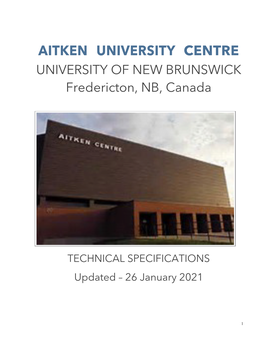 AITKEN UNIVERSITY CENTRE UNIVERSITY of NEW BRUNSWICK Fredericton, NB, Canada