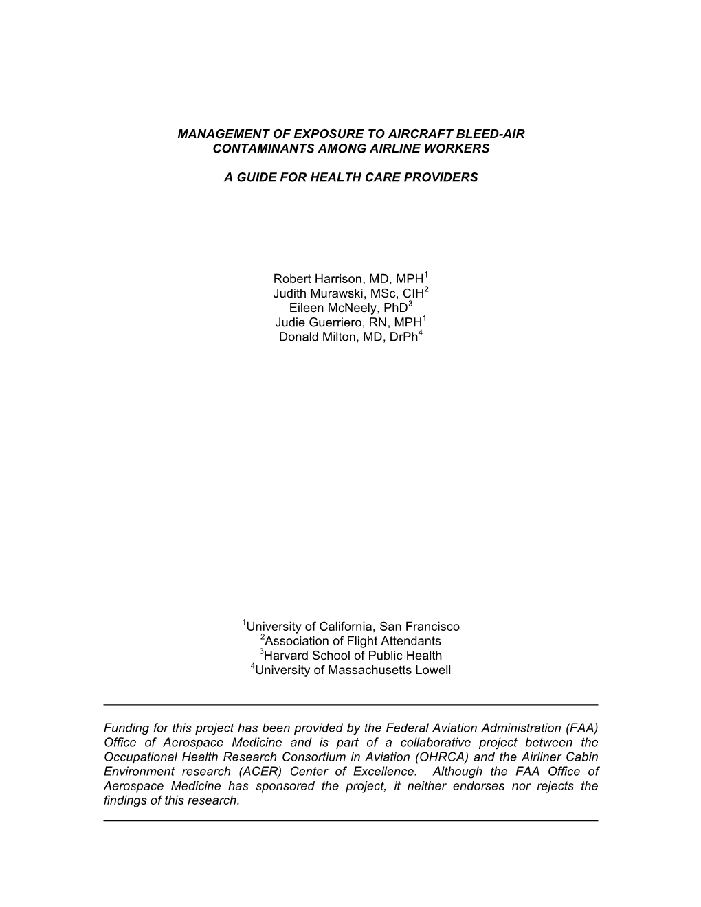 Management of Exposure to Aircraft Bleed-Air Contaminants Among Airline Workers