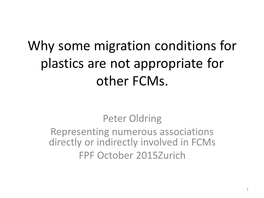 Why Migration Conditions in 10/2011 (PIM)