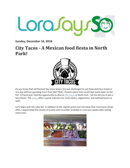 A Mexican Food Fiesta in North Park!