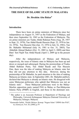 The Issue of Islamic State in Malaysia