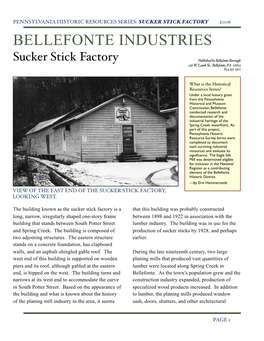 Sucker Stick Factory 2006 Bellefonte Industries