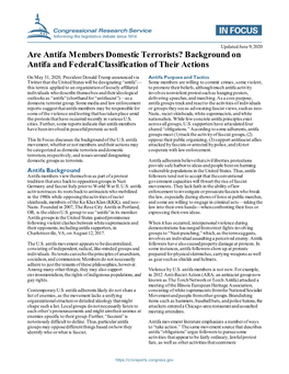Are Antifa Members Domestic Terrorists? Background on Antifa and Federal Classification of Their Actions
