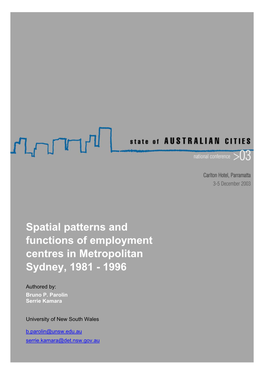 Spatial Patterns and Functions of Employment Centres in Metropolitan