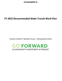 FY 2022 Recommended Wake Transit Work Plan