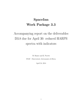 Spaceinn Work Package 3.3 Accompanying Report