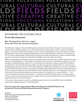 RETHINKING the CULTURAL FIELD a One-Day Symposium
