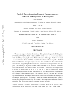 Optical Recombination Lines of Heavy-Elements in Giant Extragalactic HII