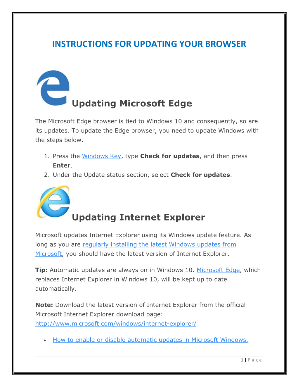 Instructions for Updating Your Browser