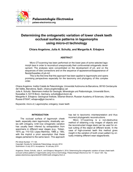 Determining the Ontogenetic Variation of Lower Cheek Teeth Occlusal Surface Patterns in Lagomorphs Using Micro-Ct Technology