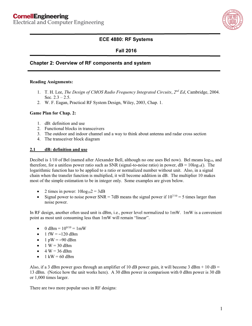 ECE 4880: RF Systems