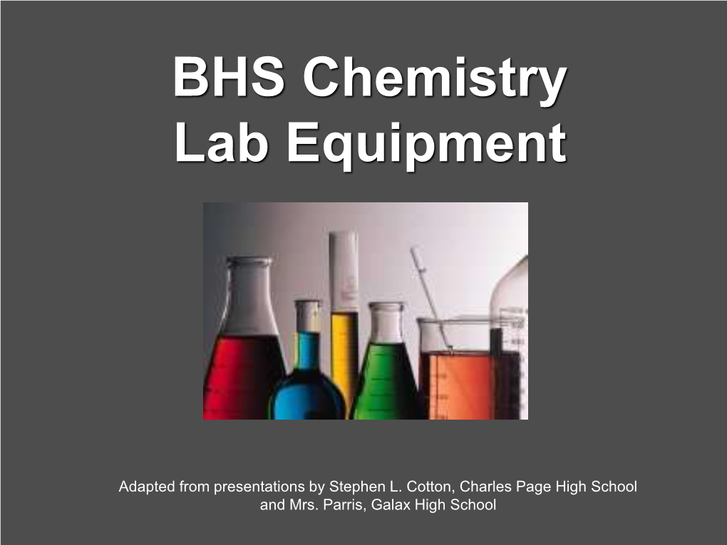 BHS Chemistry Lab Equipment