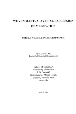 Woven Mantra: Avisual Expression of Meditation