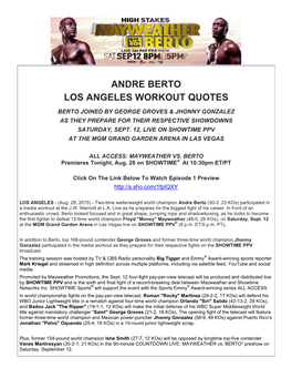 Andre Berto Los Angeles Workout Quotes