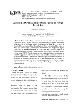Extradition in Criminal Justice System Related to Foreign Jurisdiction