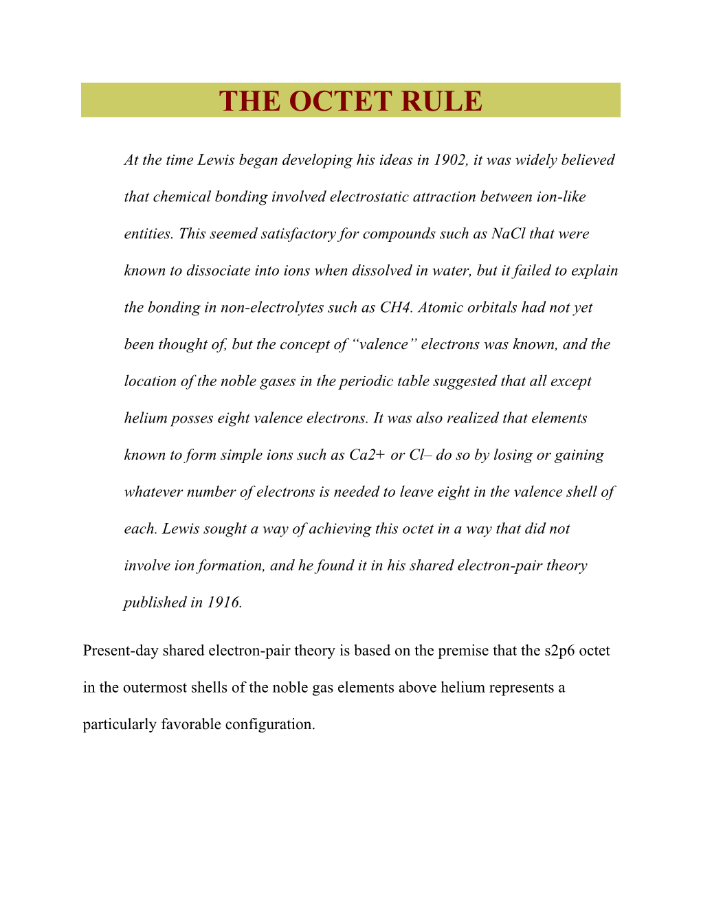 The Octet Rule