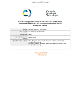 How Coverage Influences Thermodynamic and Kinetic Isotope Effects for H2/D2 Dissociative Adsorption on Transition Metals