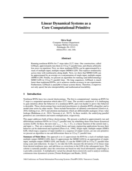 Linear Dynamical Systems As a Core Computational Primitive