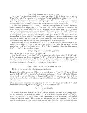 Math 395. Tensor Products and Bases Let V and V Be Finite-Dimensional