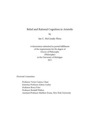 Belief and Rational Cognition in Aristotle by Ian C