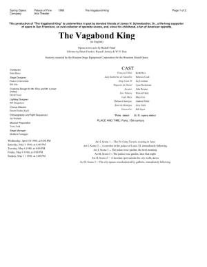 The Vagabond King Page 1 of 2 Company Arts Theater