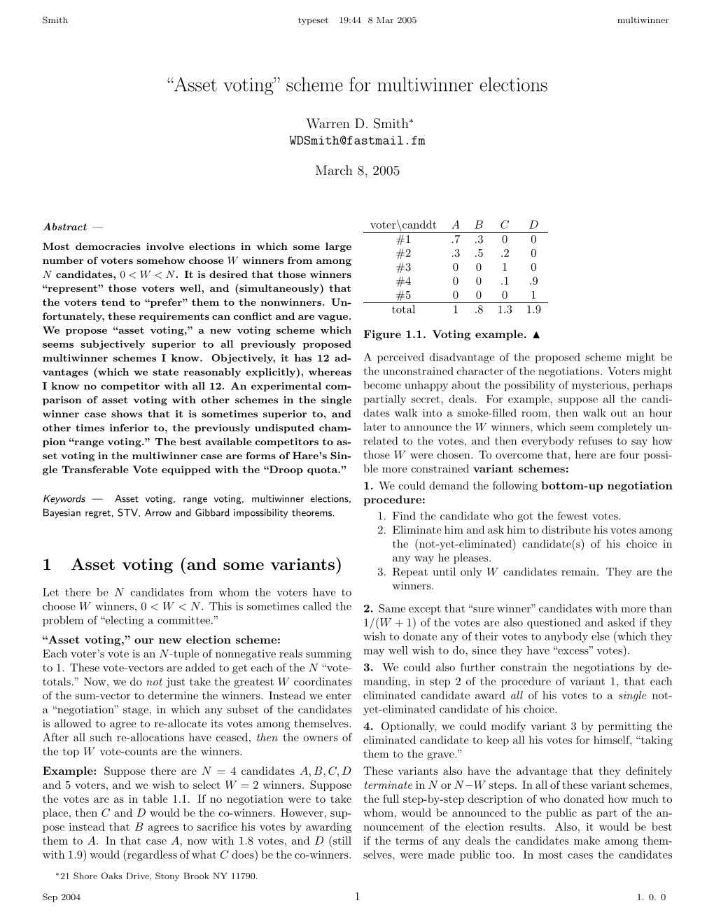 Scheme for Multiwinner Elections