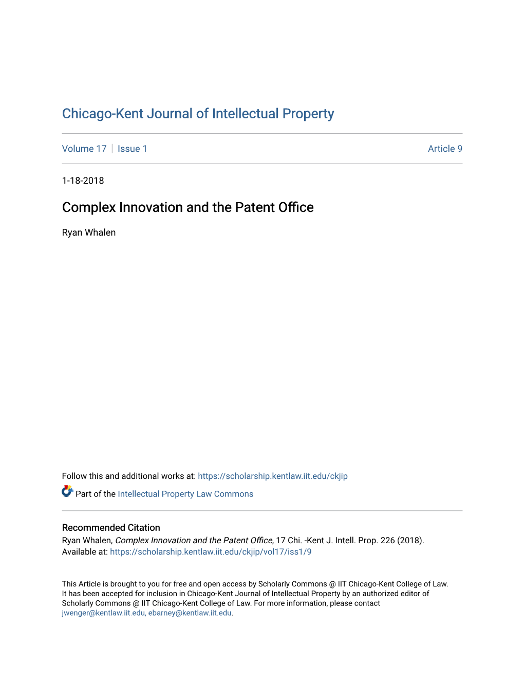 Complex Innovation and the Patent Office