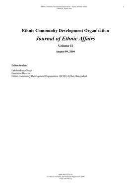 Journal of Ethnic Affairs 1 Volume II, August 2006