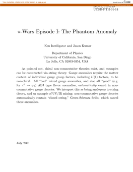 ⋆-Wars Episode I: the Phantom Anomaly