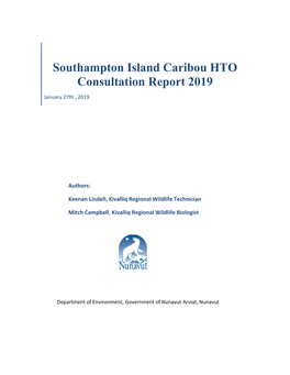 Southampton Island Caribou HTO Consultation Report 2019