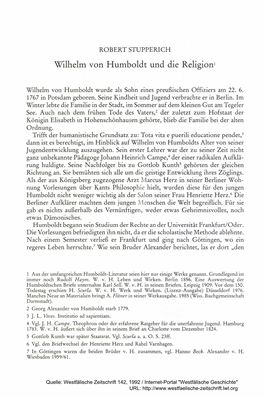 Wilhelm Von Humboldt Und Die Religiont
