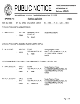 Broadcast Applications 3/29/2012