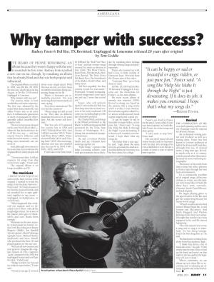 Radney Foster Why Tamper with Success?