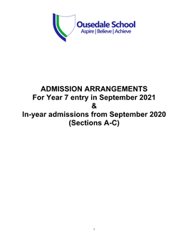 Admissions Arrangements Policy