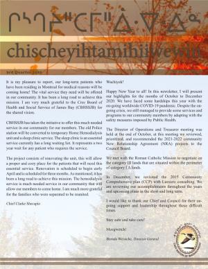 Chischeyihtamihiiwewin-Newsletter-3Rd-Quarter-2020.Pdf