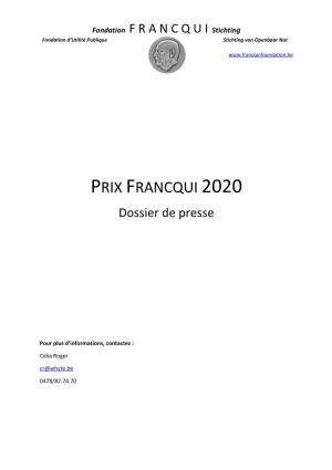PRIX FRANCQUI 2020 Dossier De Presse