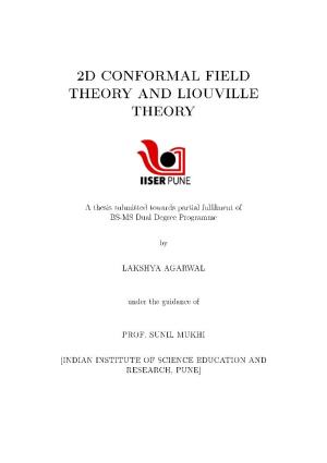 2D Conformal Field Theory and Liouville Theory