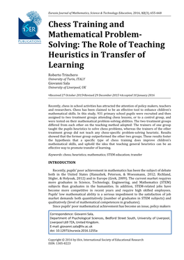 Solving: the Role of Teaching Heuristics in Transfer of Learning