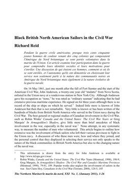 Black British North American Sailors in the Civil War Richard Reid